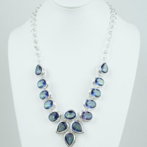 mystic topaz, stone, necklace, choker, silver, sterling, white, isolated, set, crystal, quartz, jewelry, jewellery, gem, gemstone, semiprecious, blue, cabochon, huge, big, necklace, necklace, necklace, necklace, necklace, jewelry, jewellery